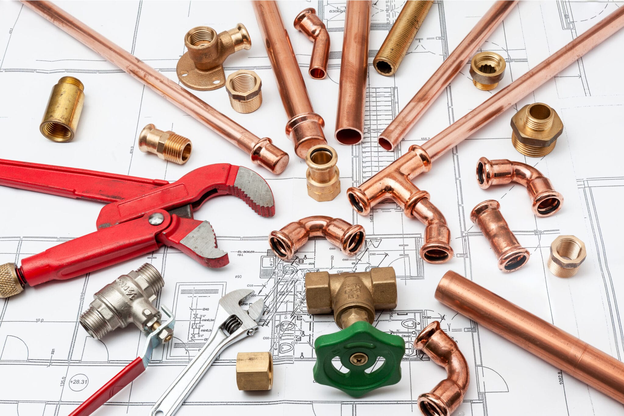 Copper pipe fittings and plumbing parts for Port Charlotte, Florida repairs