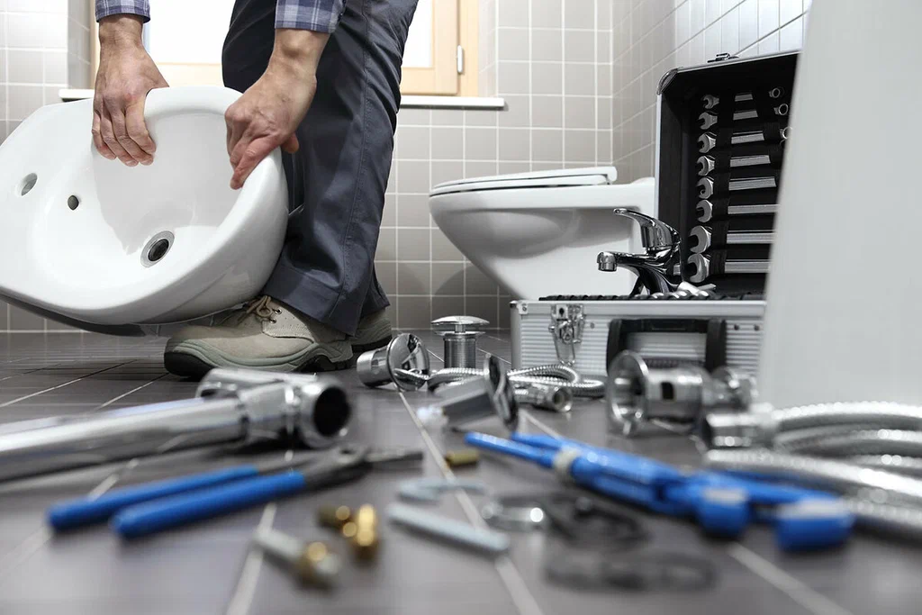 Plumbing tools prepared for a bathroom repair in Port Charlotte